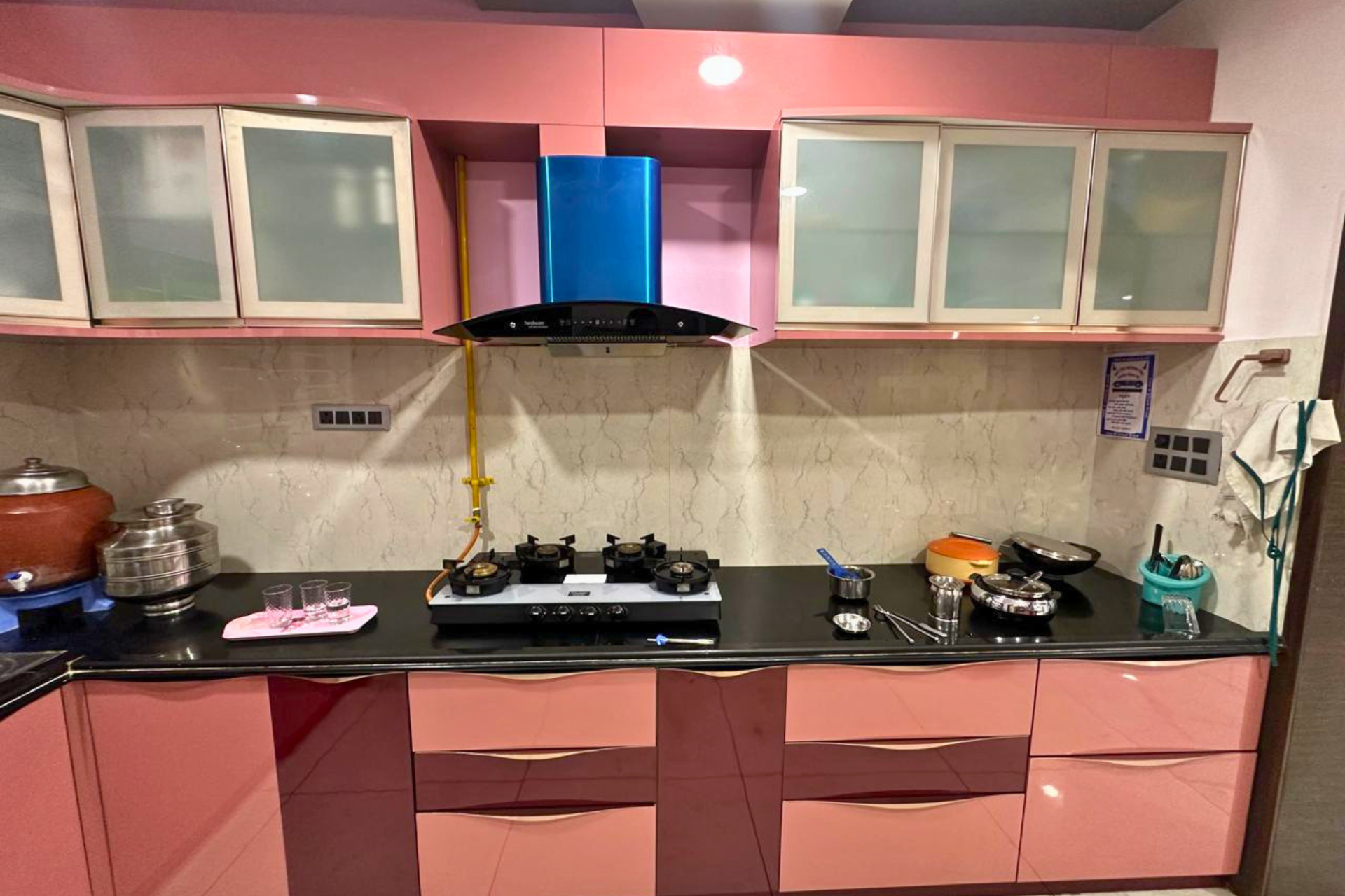 Contemporary kitchen detail cabinetry finish 4BHK interior KBEX