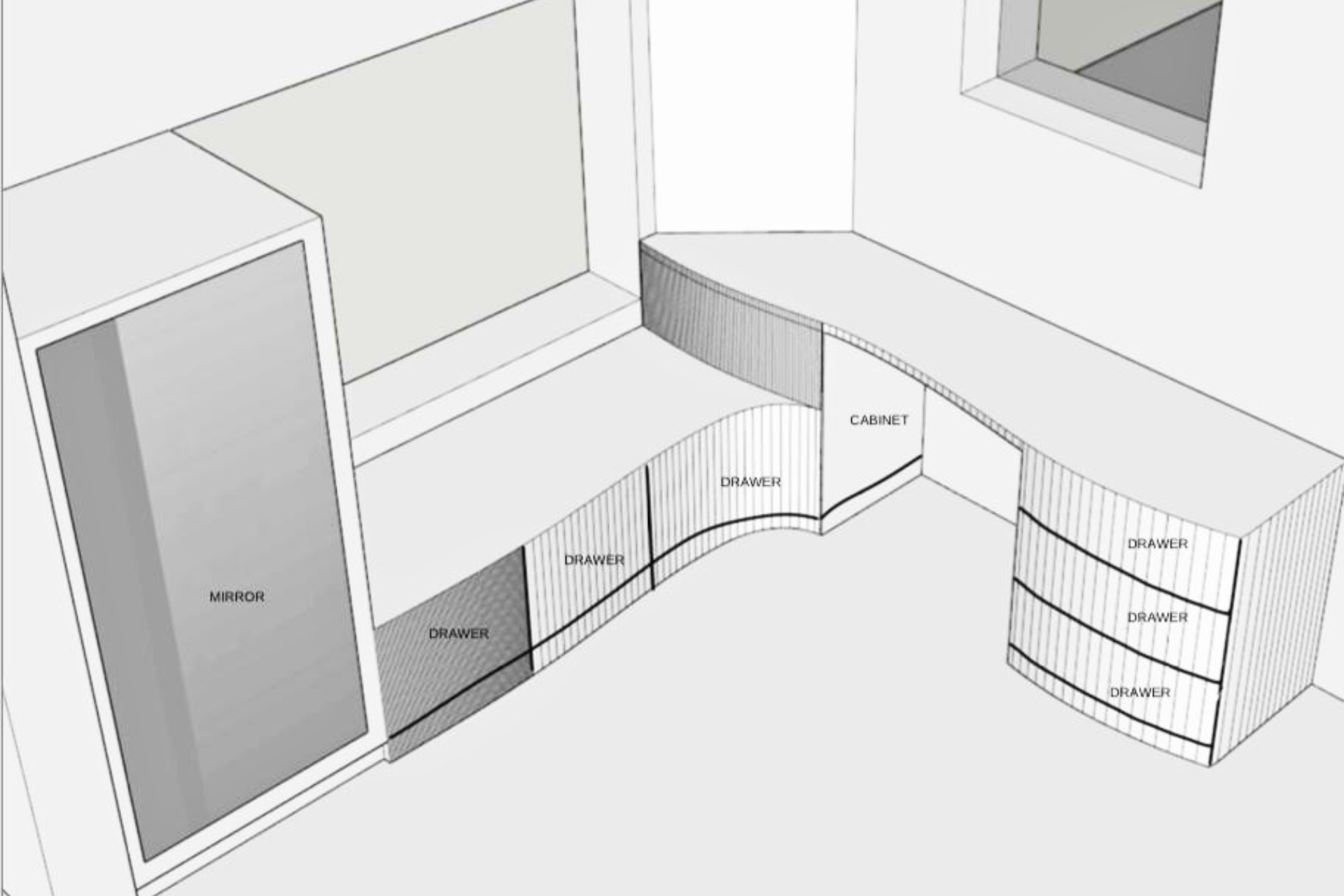 Wardrobe concept sketch design drawing 4BHK bedroom interior KBEX