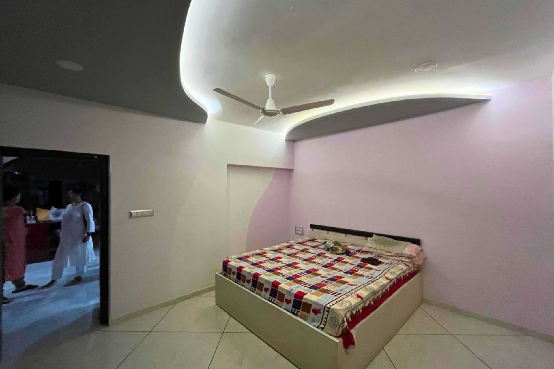Soft pink bedroom design 4BHK luxury interior Ahmedabad KBEX