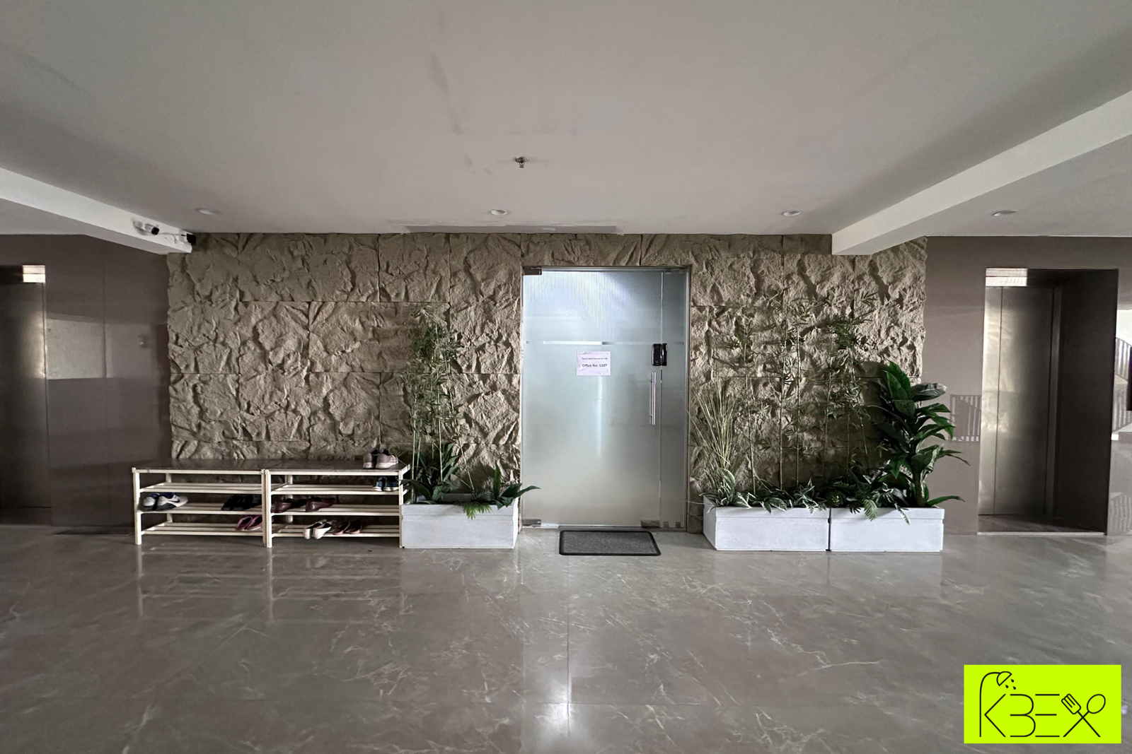 Office entrance interior design Ahmedabad KBEX