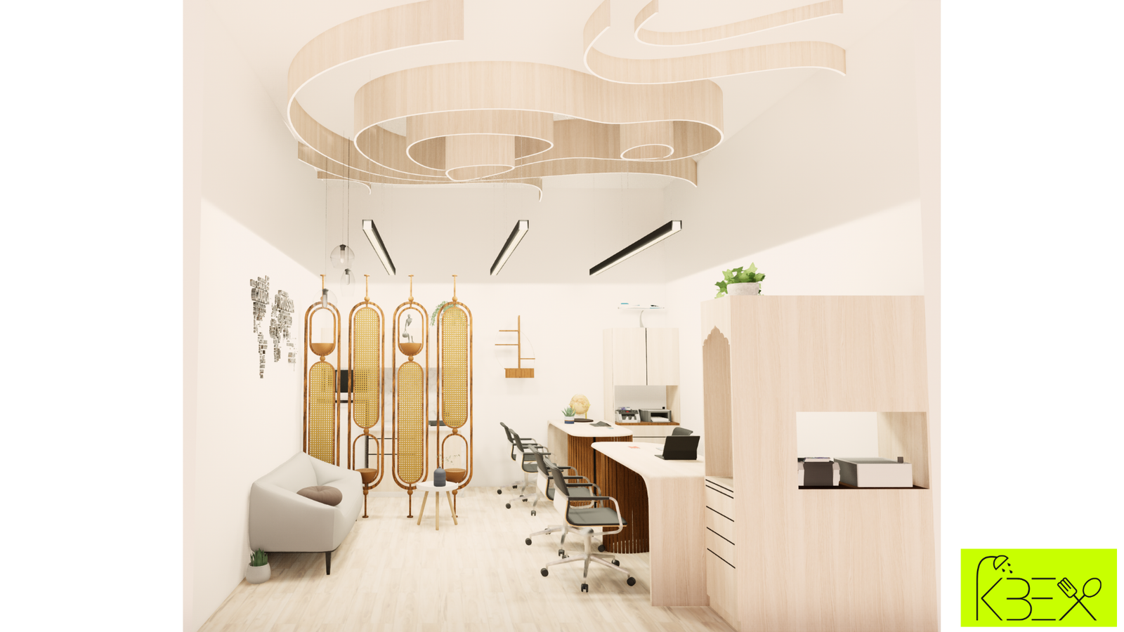 Fluid ceiling office desk area Motera KBEX