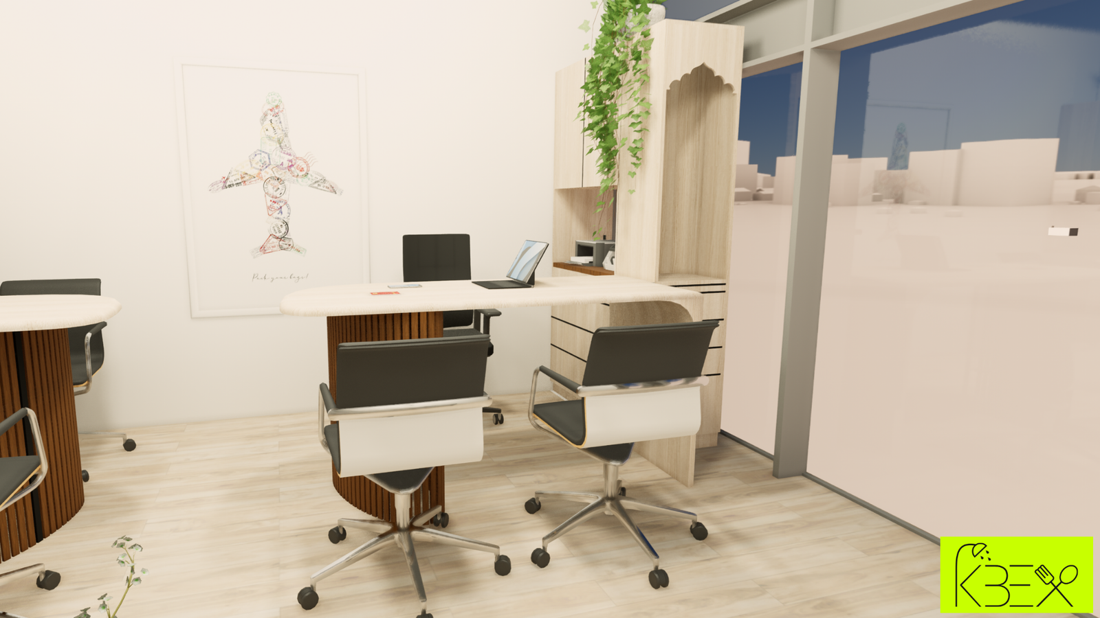 Small office cabin travel mural Motera KBEX
