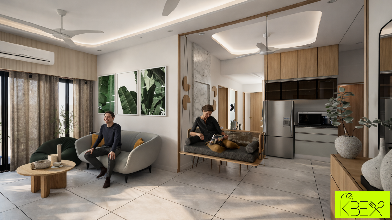Living room interior 3BHK Shilaj KBEX