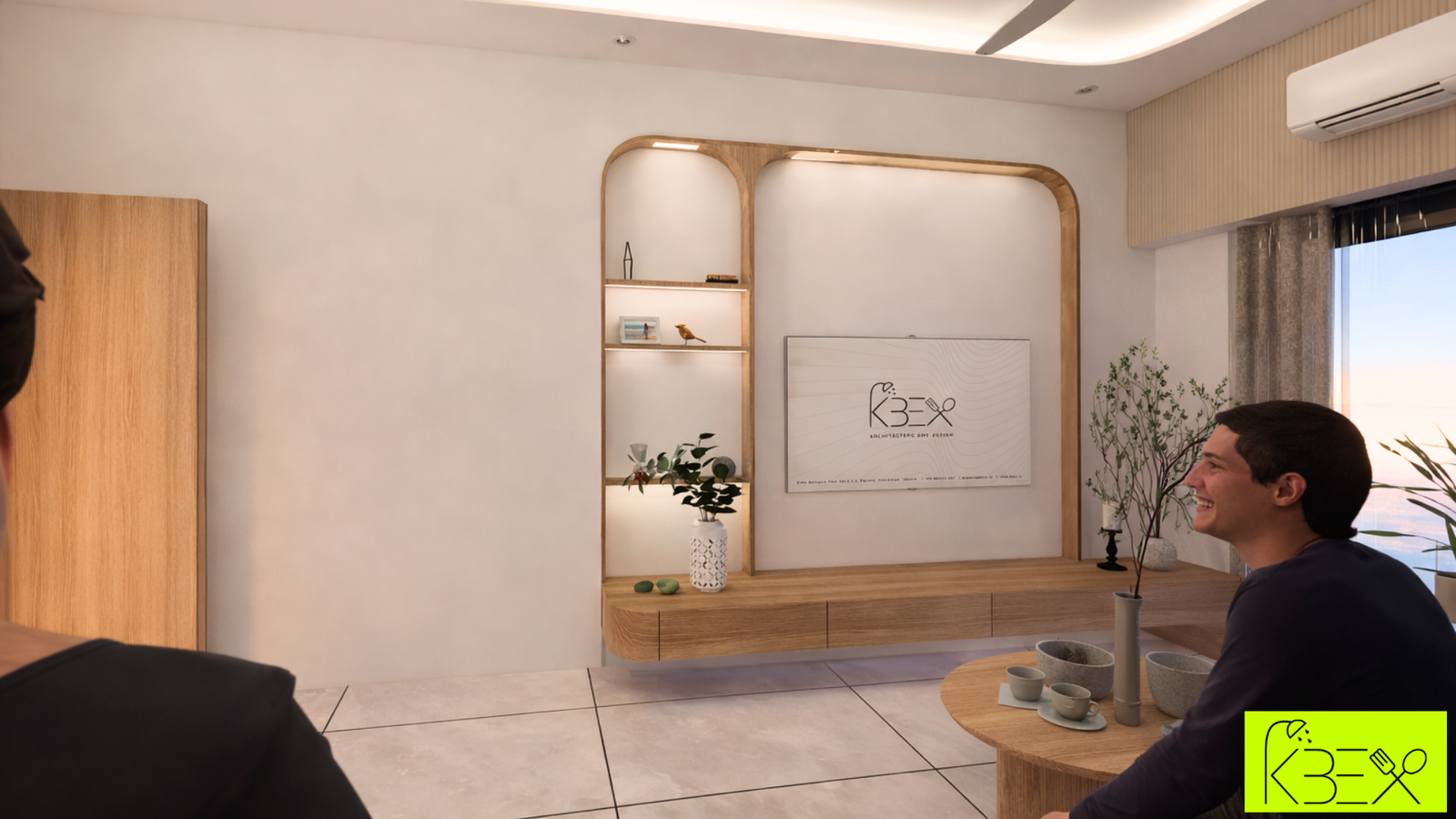 Living room feature wall 3BHK Shilaj KBEX