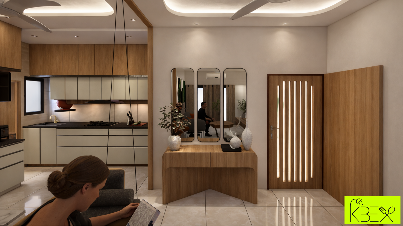 Living Console design 3BHK Shilaj KBEX