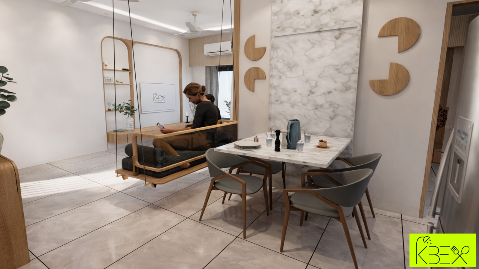 Dining area interior 3BHK Shilaj KBEX