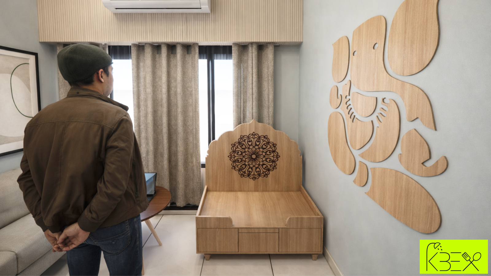 Wardrobe carved wood panel 3BHK Shilaj KBEX