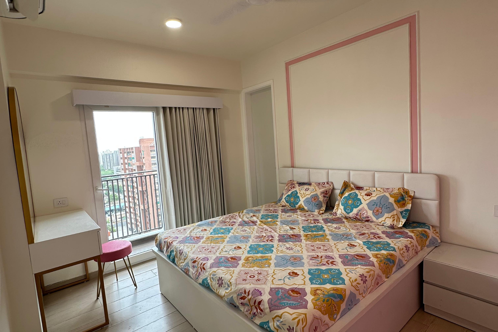 Pink bedroom window view Shela KBEX