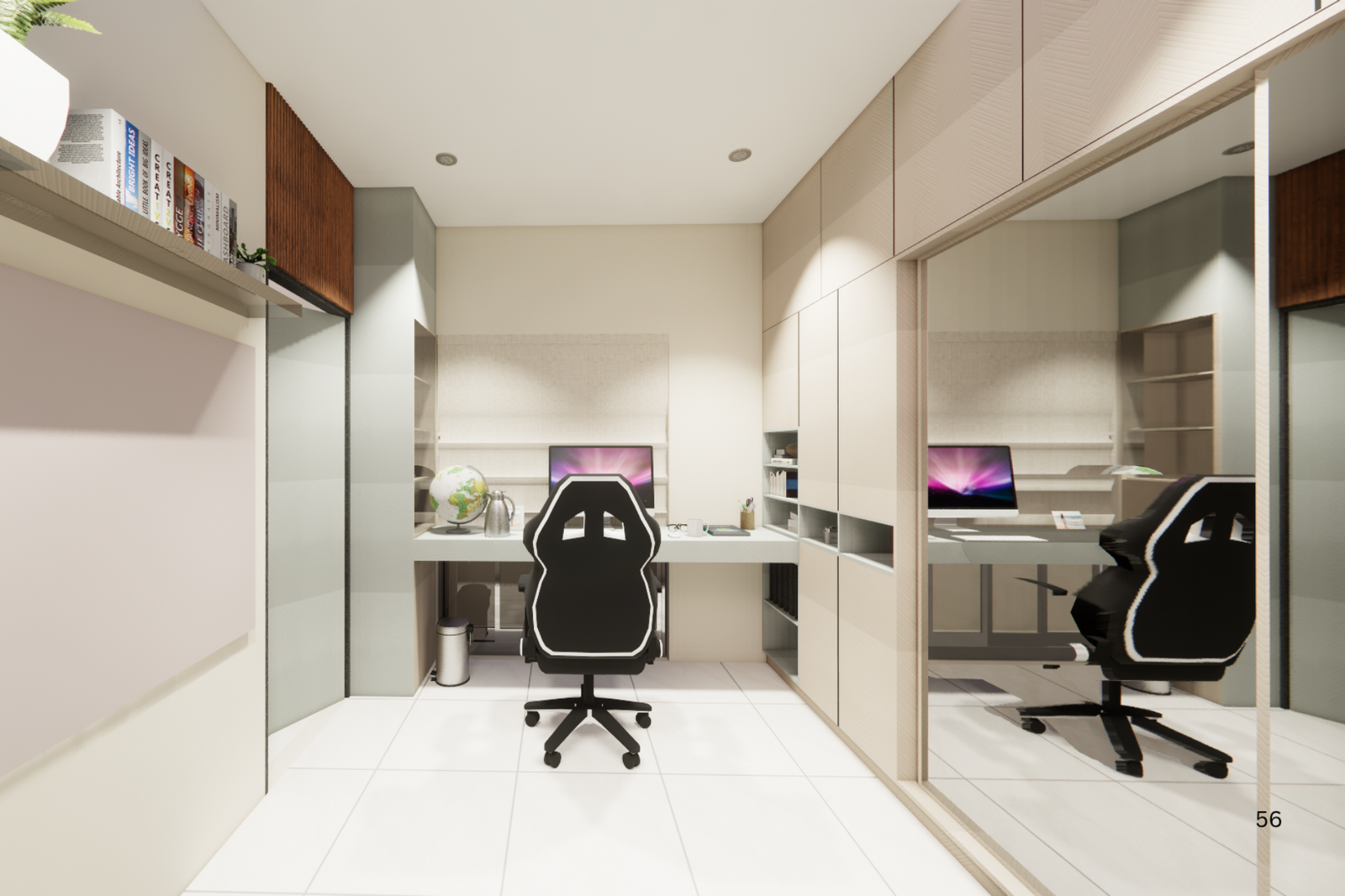 Study workspace with dual desks and integrated storage KBEX